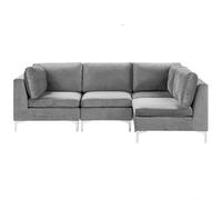 Modular Corner Sofa 4 Seater EVJA Velvet Grey Left Hand