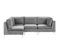 Beliani Modular Corner Sofa 4 Seater Evja Velvet Grey Right Hand