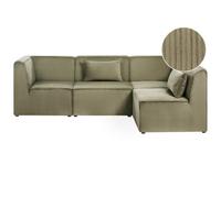 Beliani Modular Corner Sofa 4 Seater Lemvig Corduroy Green Left Hand