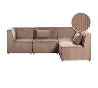 Beliani Modular Corner Sofa 4 Seater Lemvig Corduroy Sand Beige Left Hand