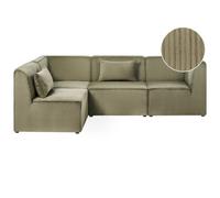 Beliani Modular Corner Sofa 4 Seater Lemvig Right Hand Green Corduroy