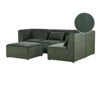 Modular Corner Sofa 4 Seater LEMVIG Left Hand Green Corduroy with Ottoman