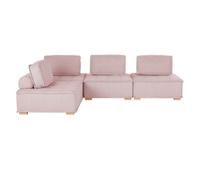 Beliani Modular Corner Sofa 4 Seater Tibro Right Hand Pink Fabric