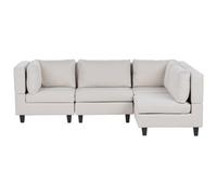 Beliani Modular Corner Sofa 4 Seater Unstad Fabric Light Beige Left Hand