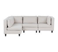 Beliani Modular Corner Sofa 4 Seater Unstad Fabric Light Beige Right Hand
