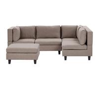 Beliani Modular Corner Sofa 4 Seater Unstad Fabric Brown With Ottoman Left Hand