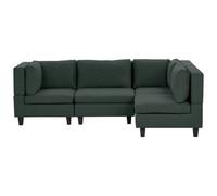 Beliani Modular Corner Sofa 4 Seater Unstad Left Hand Dark Green Fabric