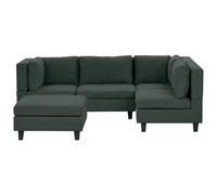 Beliani Modular Corner Sofa 4 Seater Unstad Left Hand Dark Green Fabric With Ottoman