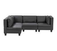 Beliani Modular Corner Sofa 4 Seater Unstad Right Hand Black Faux Leather
