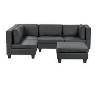 Beliani Modular Corner Sofa 4 Seater Unstad Right Hand Black Faux Leather With Ottoman