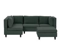 Beliani Modular Corner Sofa 4 Seater Unstad Right Hand Dark Green Fabric With Ottoman