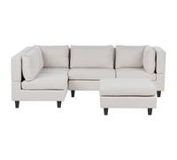 Beliani Modular Corner Sofa 4 Seater Unstad Fabric Light Beige With Ottoman Right Hand