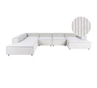 Beliani Modular Corner Sofa 5 Seater Ardal Corduroy Off-White Right Hand
