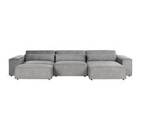 Beliani Modular Corner Sofa 5 Seater Hellnar Left Hand Grey Fabric With Ottoman