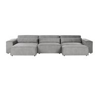 Beliani Modular Corner Sofa 5 Seater Hellnar Right Hand Grey Fabric With Ottoman