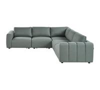 Modular Corner Sofa 5 Seater KIVVIK Fabric Green Left Hand