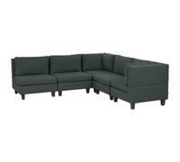 UNSTAD 5 Seater Modular Corner Sofa Left Hand Dark Green Fabric