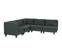 Modular Corner Sofa 5 Seater UNSTAD Fabric Dark Green Right Hand