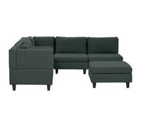 Beliani Modular Corner Sofa 5 Seater Unstad Fabric Dark Green With Ottoman Right Hand