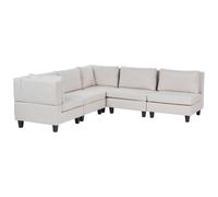 Beliani Modular Corner Sofa 5 Seater Unstad Fabric Light Beige Right Hand