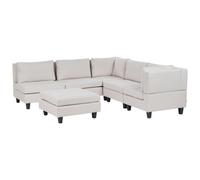 Modular Corner Sofa 5 Seater UNSTAD Fabric Light Beige with Ottoman Left Hand