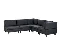 Beliani Modular Corner Sofa 5 Seater Unstad Fabric Black Left Hand