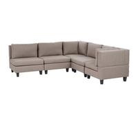 Beliani Modular Corner Sofa 5 Seater Unstad Left Hand Brown Fabric