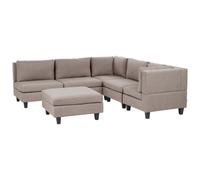 Beliani Modular Corner Sofa 5 Seater Unstad Left Hand Brown Fabric With Ottoman