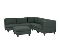 Beliani Modular Corner Sofa 5 Seater Unstad Left Hand Dark Green Fabric With Ottoman