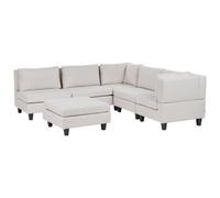 Beliani Modular Corner Sofa 5 Seater Unstad Fabric Light Beige With Ottoman Left Hand