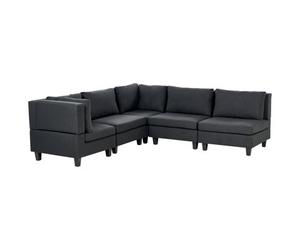 Beliani Modular Corner Sofa 5 Seater Unstad Right Hand Black Fabric