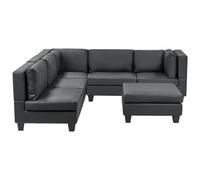 Beliani Modular Corner Sofa 5 Seater Unstad Right Hand Black Faux Leather With Ottoman