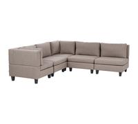 Beliani Modular Corner Sofa 5 Seater Unstad Right Hand Brown Fabric