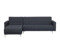 Modular Corner Sofa Bed 4 Seater ABERDEEN Fabric Dark Grey Right Hand