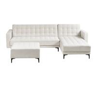 Beliani Modular Corner Sofa Bed 4 Seater Aberdeen Fabric Off-White With Ottoman Left Hand