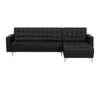 Beliani Left Hand Faux Leather Corner Sofa Black Aberdeen, Black