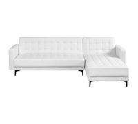 Beliani Modular Corner Sofa Bed 4 Seater Aberdeen Faux Leather White Left Hand