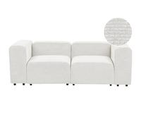 Beliani 2 Seater Modular Corduroy Sofa White Falsterbo, White