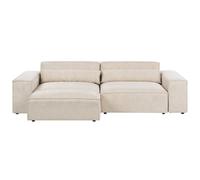 Beliani Modular Sofa 2 Seater Hellnar With Ottoman Velvet Light Beige