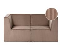 Beliani Modular Sofa 2 Seater Lemvig Corduroy Dark Beige