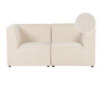 Beliani Modular Sofa 2 Seater Lemvig Light Beige Corduroy