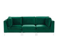 Beliani Modular Sofa 3 Seater Evja Green Velvet