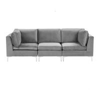 Beliani Modular Sofa 3 Seater Evja Velvet Grey