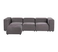 Beliani Modular Sofa 3 Seater Falsterbo Velvet Dark Grey With Ottoman