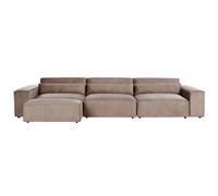 Modular Sofa 3 Seater HELLNAR with Ottoman Fabric Light Brown