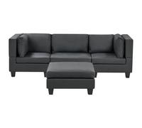 Beliani Modular Sofa 3 Seater Unstad Black Faux Leather