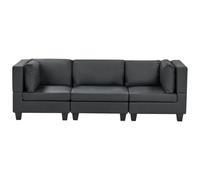 Beliani Modular Sofa 3 Seater Unstad Black Faux Leather