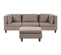 Modular Sofa 3 Seater UNSTAD Fabric Brown with Ottoman