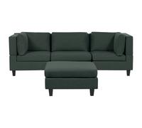 Beliani Modular Sofa 3 Seater Unstad Dark Green Fabric With Ottoman