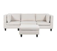 Beliani Modular Sofa 3 Seater Unstad Fabric Light Beige With Ottoman